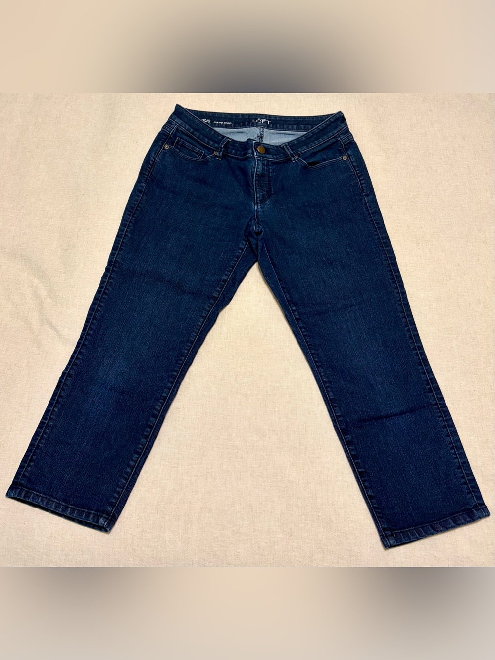 EUC LOFT Dark Denim Curvy Crop